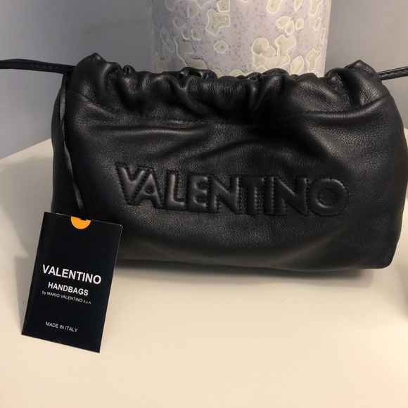 Valentino by Mario Valentino Cara Embossed Black Leather Crossbody - Picture 2 of 9
